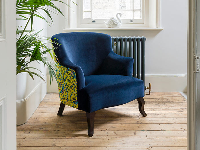 Grassington Chair in Portland Velvet Navy & Clarke Clarke Animal